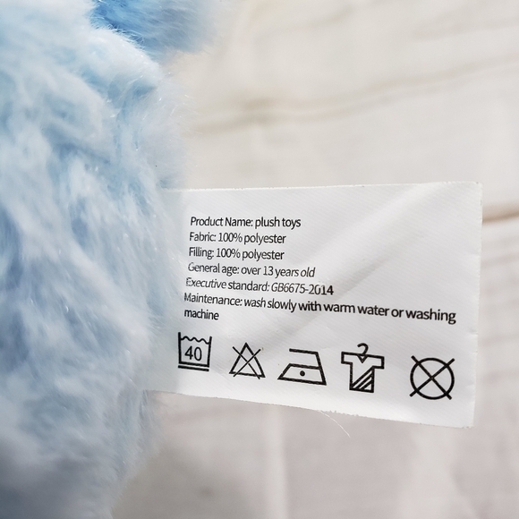 Fuzzy Baby Blue Baby's First Bear 9" Plush Stuffed Animal Satin Feet Ears Bow - Picture 7 of 9